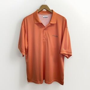 Columbia PFG Polo‎ Shirt Mens L Omni Shade Orange Vented Fishing Golf Outdoors